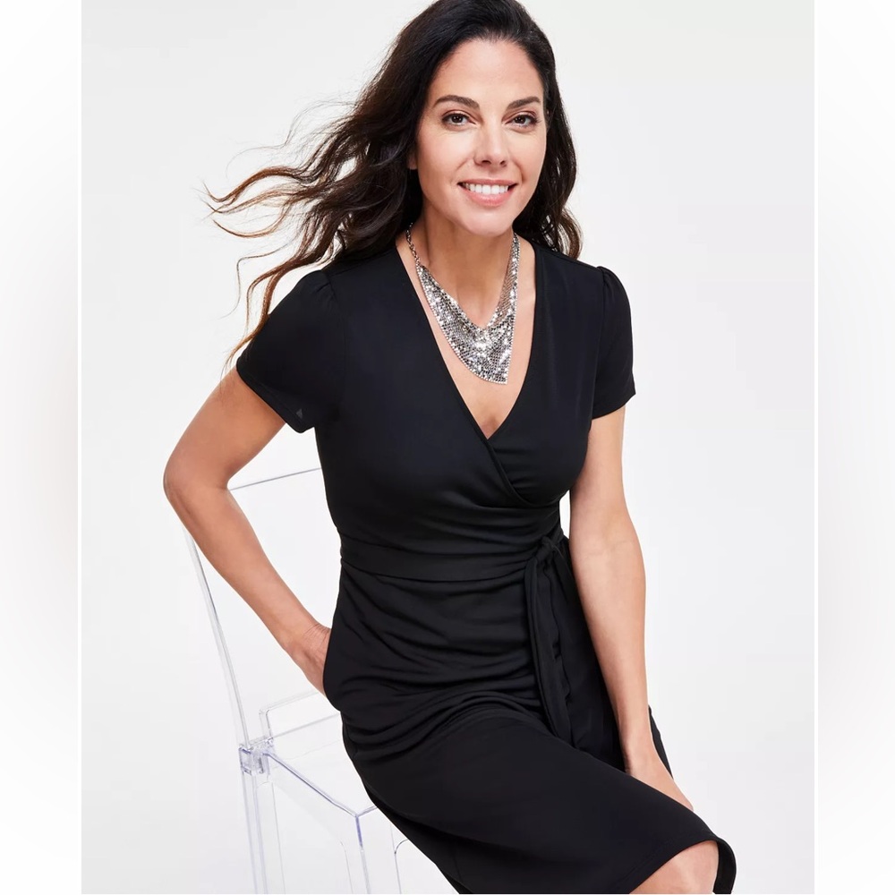 INC International Concepts Women's Wrap Dress - black size PS (New without tag)